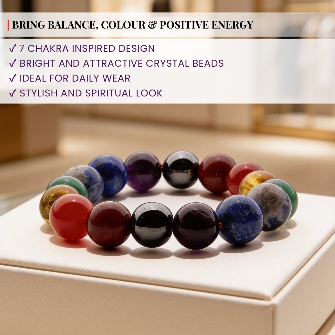 Original 7 Chakra Protection Bracelet for Men & Women [Natural stones] - plusvalueindia