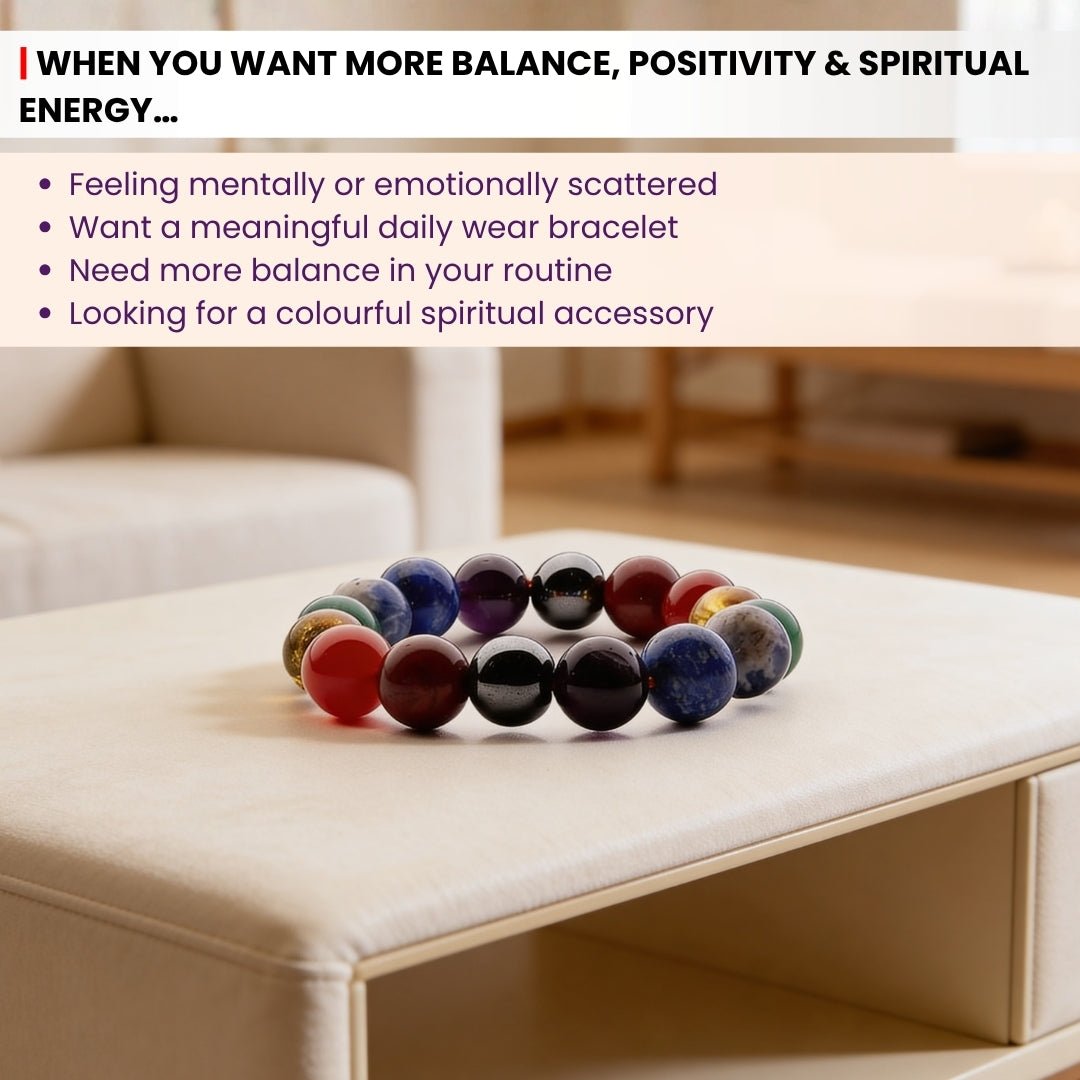 Original 7 Chakra Protection Bracelet for Men & Women [Natural stones] - plusvalueindia