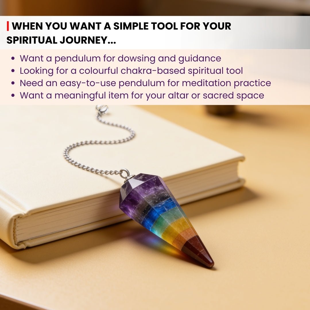 multicolour seven-stone arrangement in the crystal pendulum