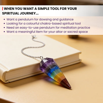 multicolour seven-stone arrangement in the crystal pendulum