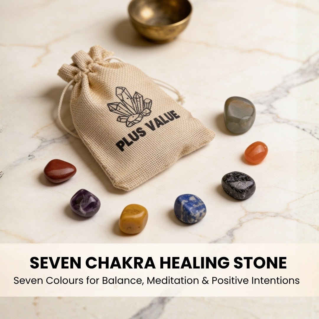 seven chakra stones held during a meditation session