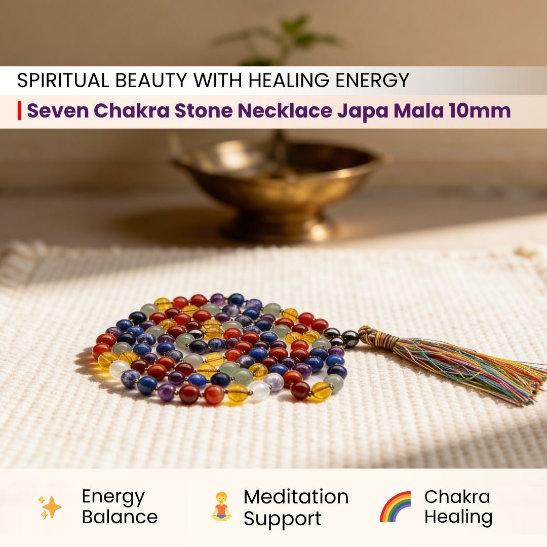 7 Chakra Stone Necklace Japa Mala 108+1 Bead, jewelry for home and office