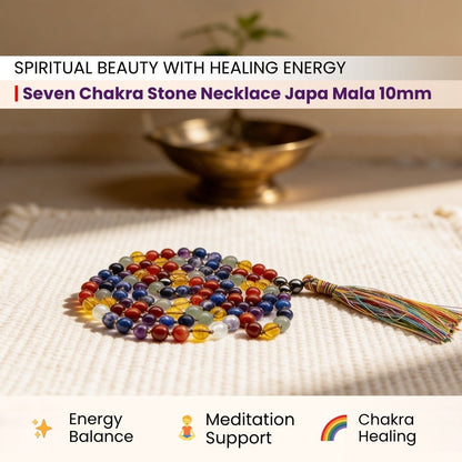 7 Chakra Stone Necklace Japa Mala 108+1 Bead, jewelry for home and office