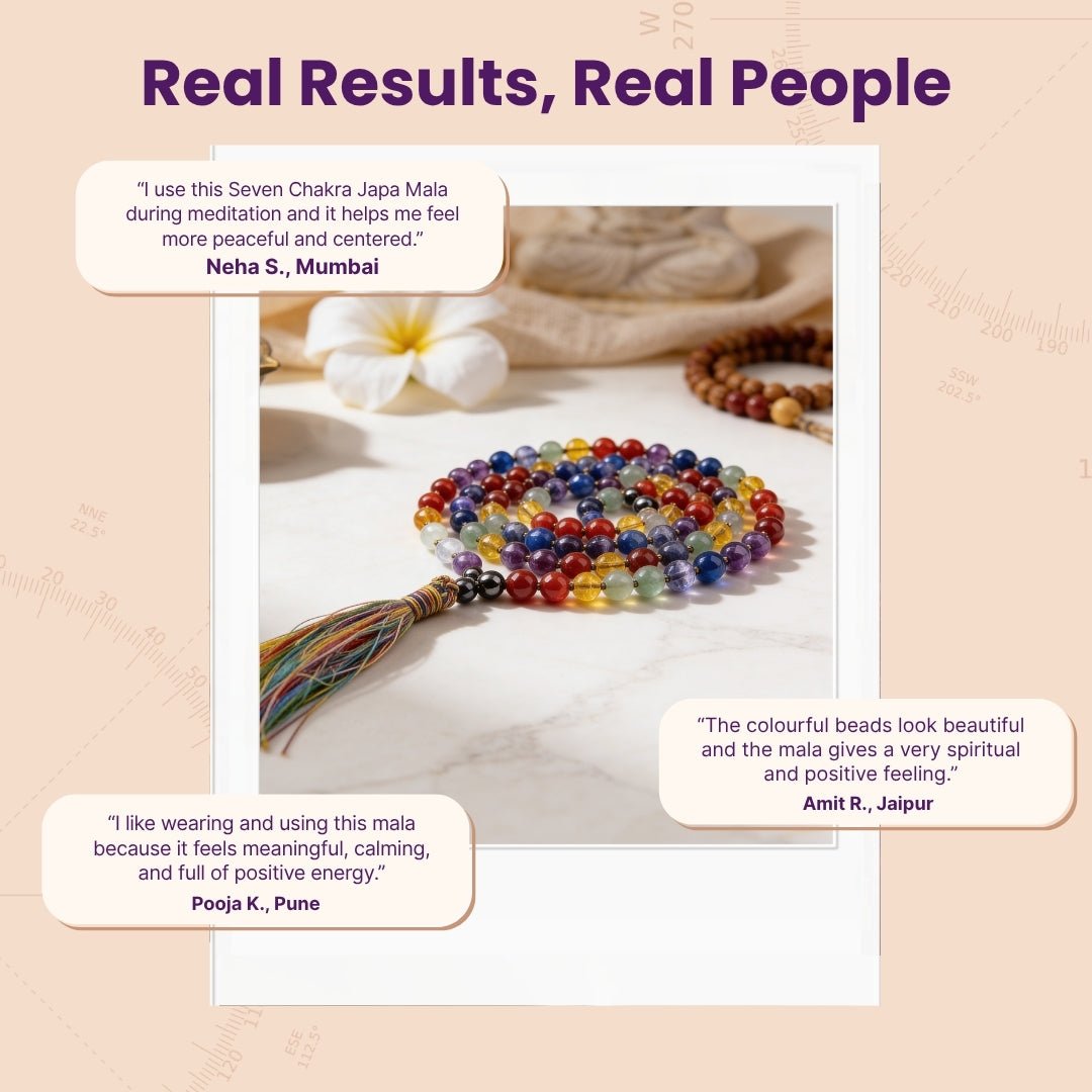 7 Chakra Stone Necklace Japa Mala 108+1 Bead for home office and gifting