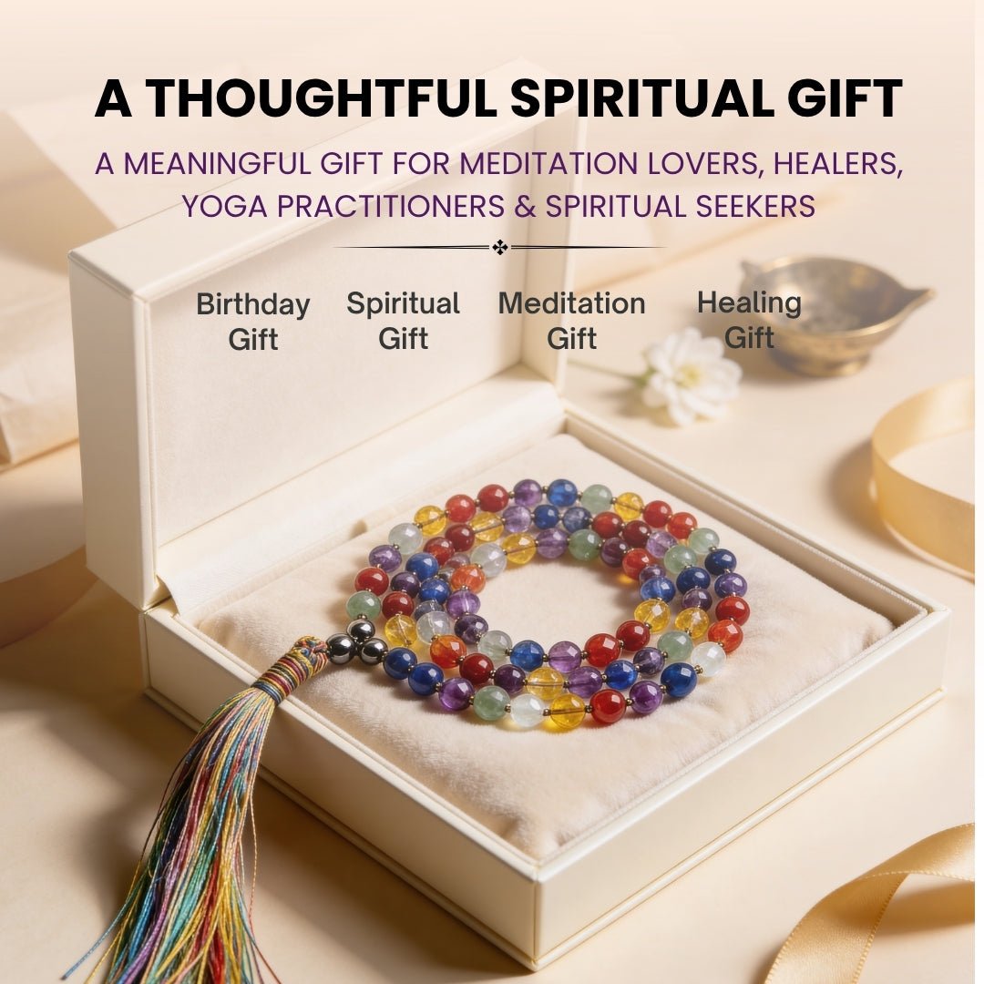 7 Chakra Stone Necklace Japa Mala 108+1 Bead, product view 1