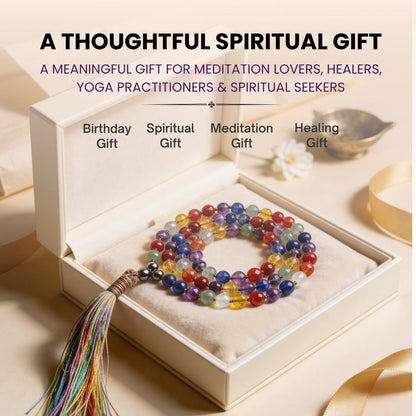 7 Chakra Stone Necklace Japa Mala 108+1 Bead, product view 1
