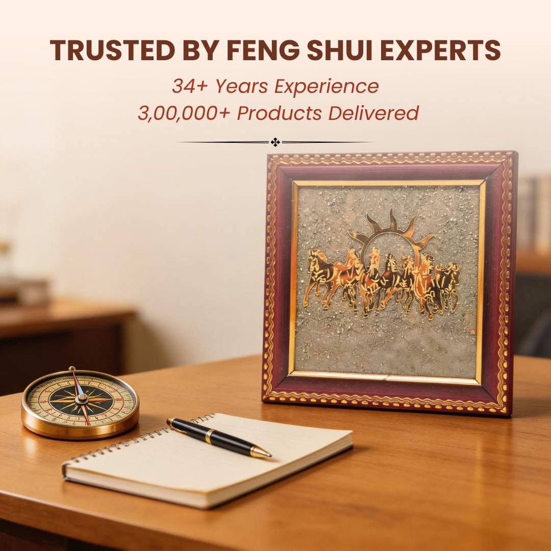 Seven Running Horses Pyrite Frame for Attracting Wealth, Money, Success - plusvalueindia