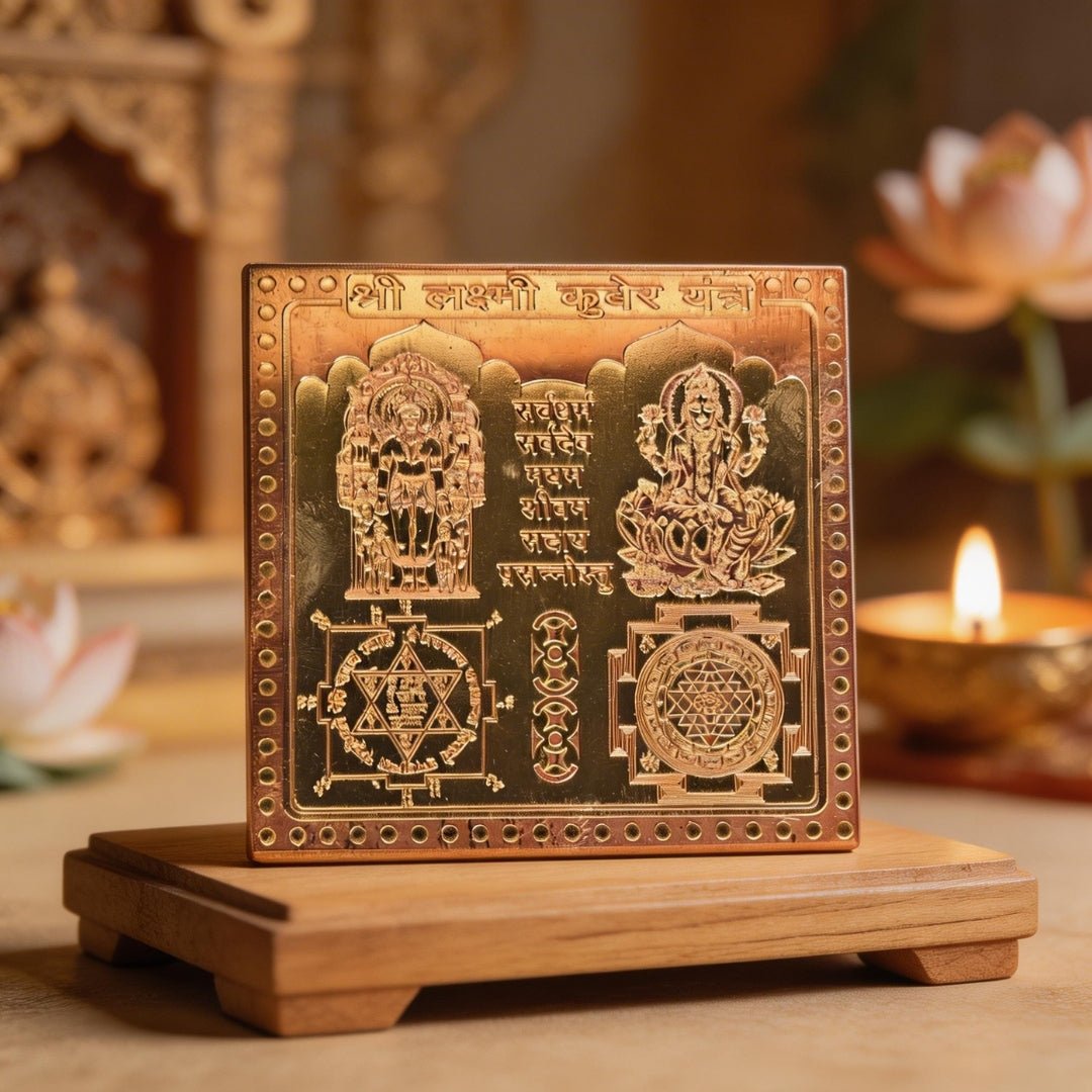 Shree Lakshmi Kuber Yantra For Pooja, Wealth & Prosperity, Vastu at Home & Office Size 3Inch - plusvalueindia