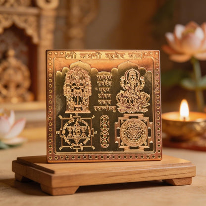 Shree Lakshmi Kuber Yantra For Pooja, Wealth & Prosperity, Vastu at Home & Office Size 3Inch - plusvalueindia