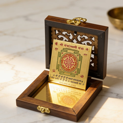 multicolour 3-inch Shri Yantra displayed inside its presentation box