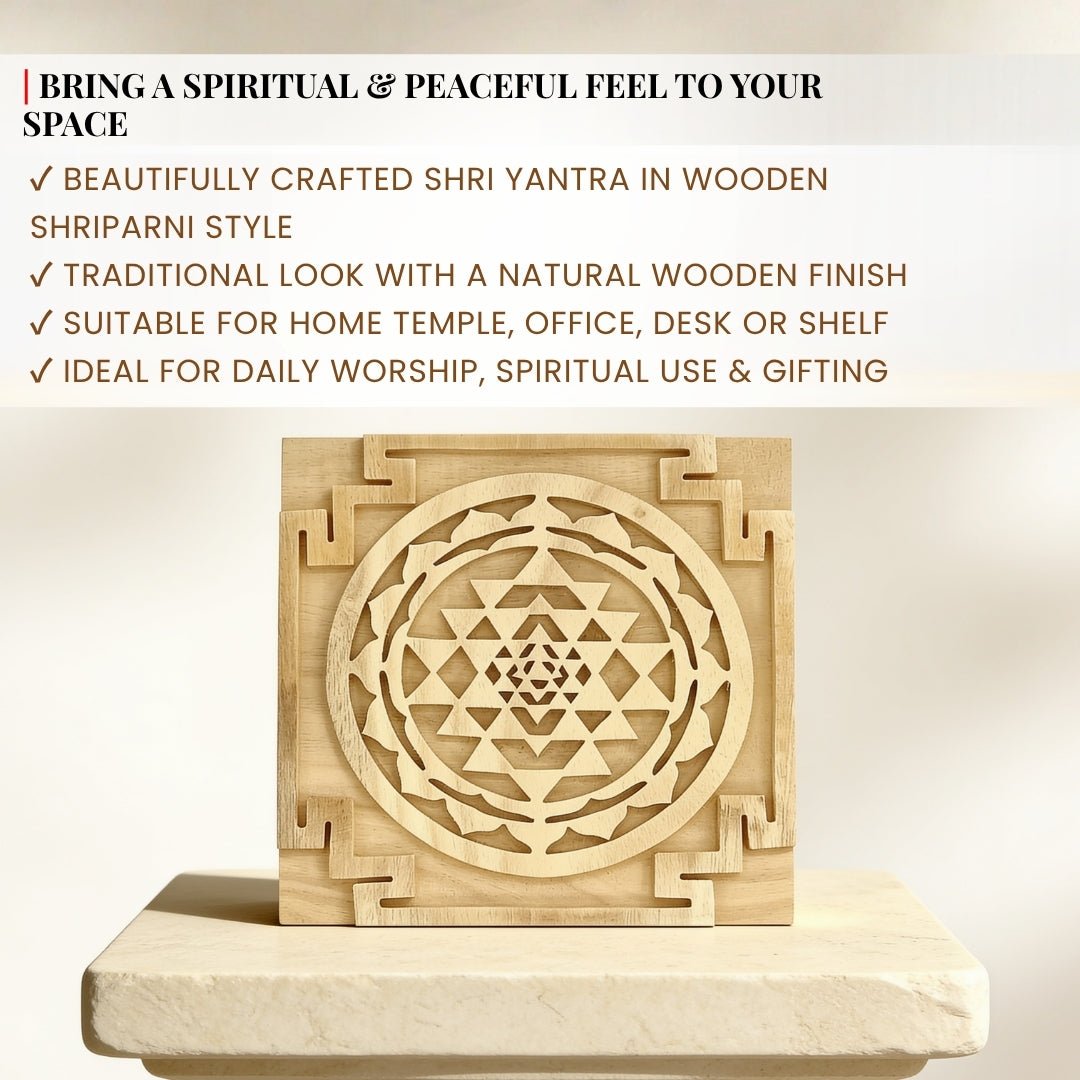 Shri Yantra Wooden Shriparni - Wealth and Prosperity Vastu Yantra for Home, Office and Pooja - plusvalueindia