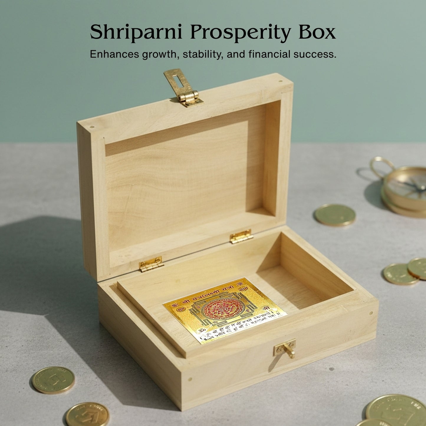 Auspicious Shriparni Wooden Wealth Money Box Vastu Cash Box For Home & Shop [Must Have Product] - plusvalueindia