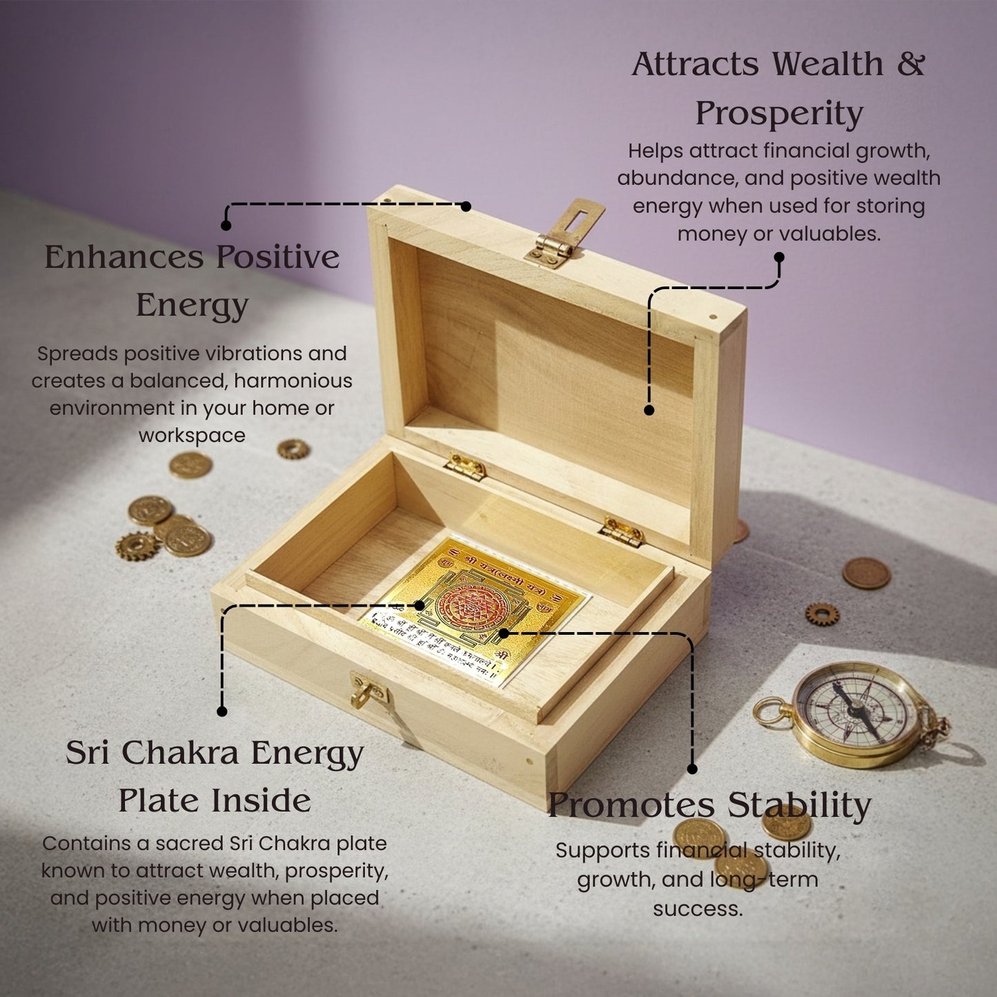Auspicious Shriparni Wooden Wealth Money Box Vastu Cash Box For Home & Shop [Must Have Product] - plusvalueindia