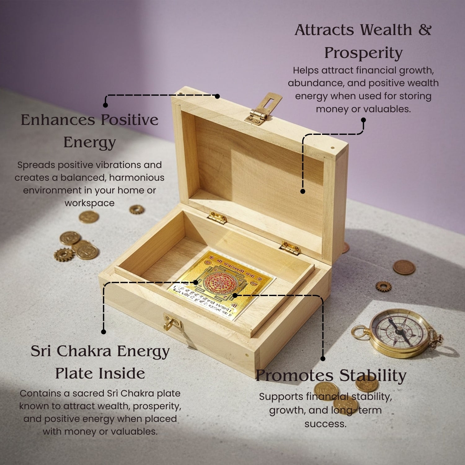 Auspicious Shriparni Wooden Wealth Money Box Vastu Cash Box For Home & Shop [Must Have Product] - plusvalueindia
