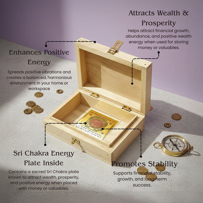 Auspicious Shriparni Wooden Wealth Money Box Vastu Cash Box For Home & Shop [Must Have Product] - plusvalueindia