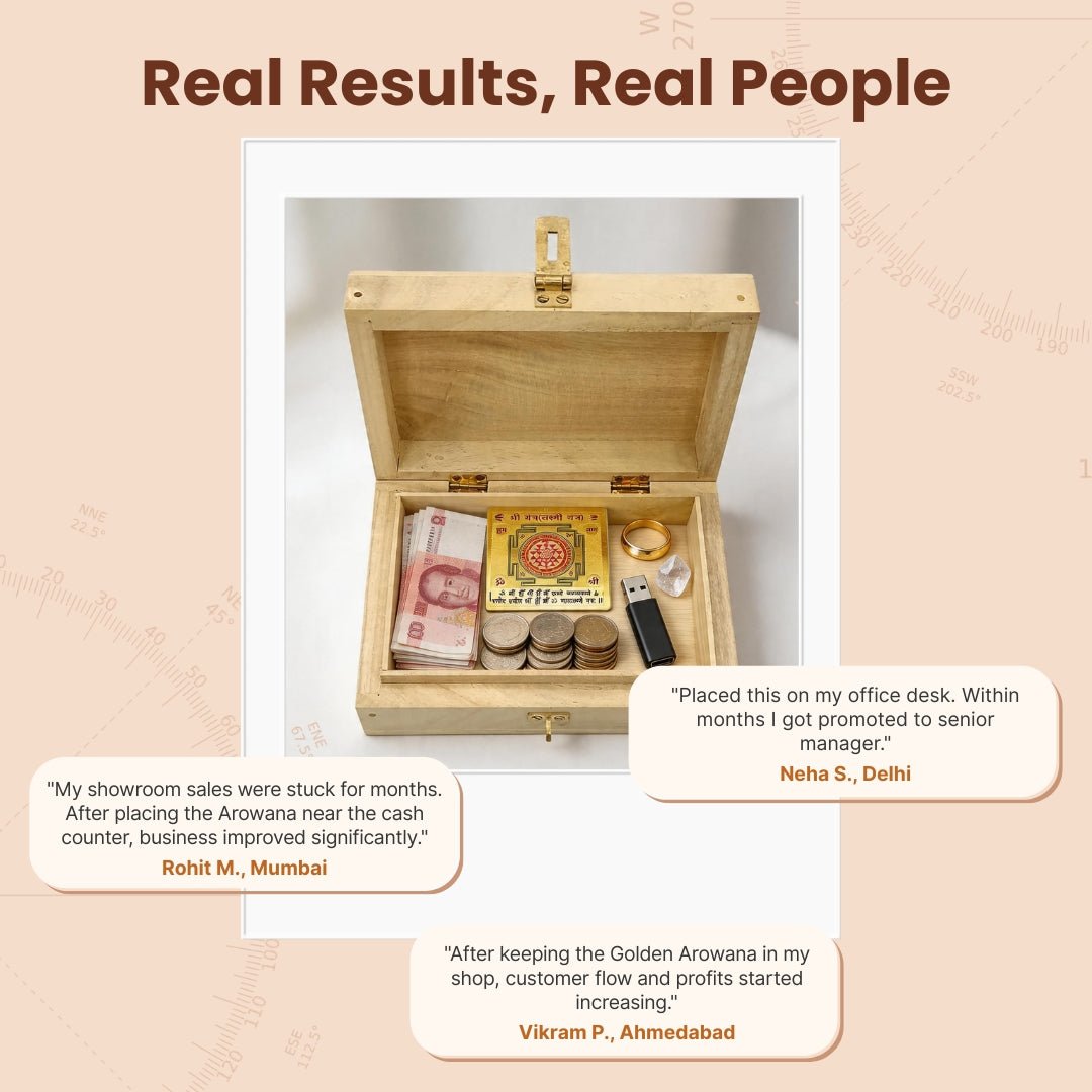 Shriparni Wooden Cash Box for Vastu - Wealth & Money Box for Home Locker & Shop Counter - plusvalueindia