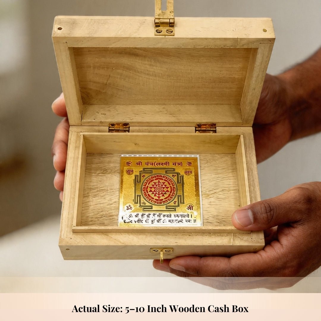 Shriparni Wooden Cash Box for Vastu - Wealth & Money Box for Home Locker & Shop Counter - plusvalueindia