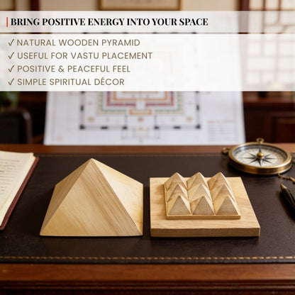 Shriparni Sriparni Wooden Pyramid 3inch with Base Pyramid Plate - plusvalueindia