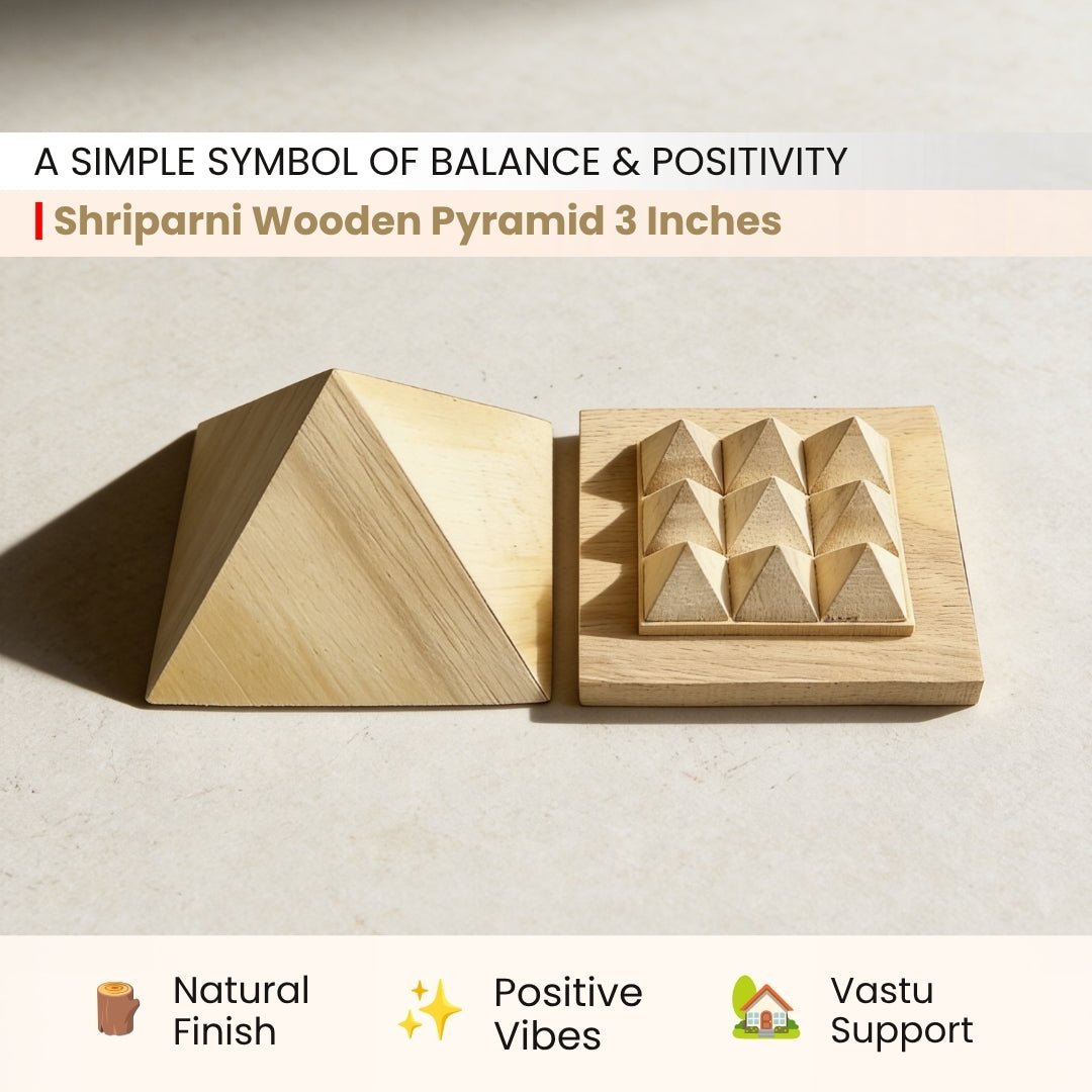 Shriparni Sriparni Wooden Pyramid 3inch with Base Pyramid Plate - plusvalueindia
