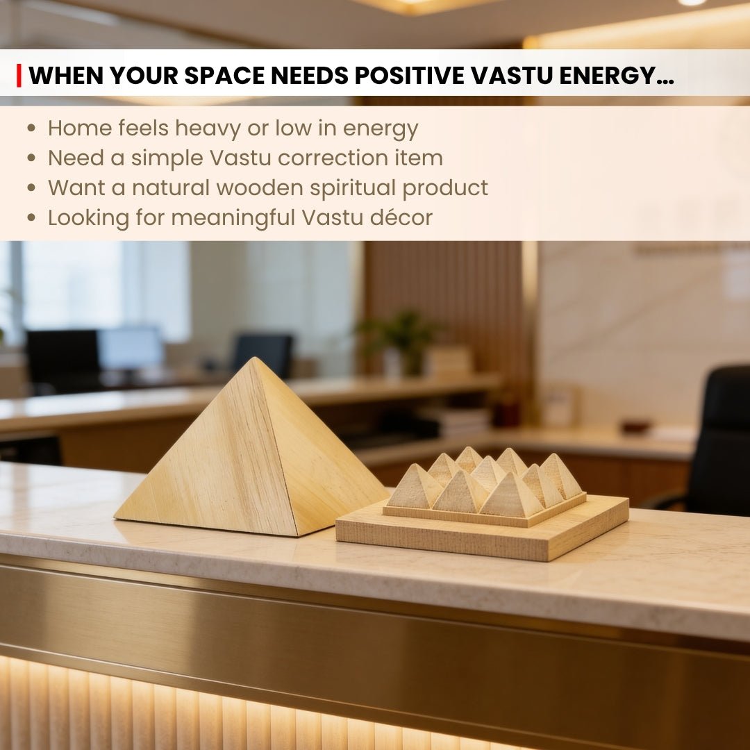 Shriparni Sriparni Wooden Pyramid 3inch with Base Pyramid Plate - plusvalueindia