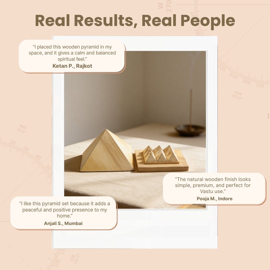 Shriparni Sriparni Wooden Pyramid 3inch with Base Pyramid Plate - plusvalueindia