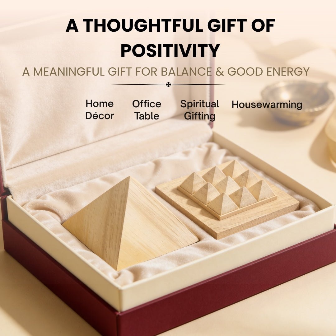 Shriparni Sriparni Wooden Pyramid 3inch with Base Pyramid Plate - plusvalueindia