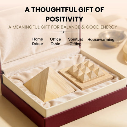 Shriparni Sriparni Wooden Pyramid 3inch with Base Pyramid Plate - plusvalueindia