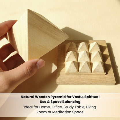 Shriparni Sriparni Wooden Pyramid 3inch with Base Pyramid Plate - plusvalueindia