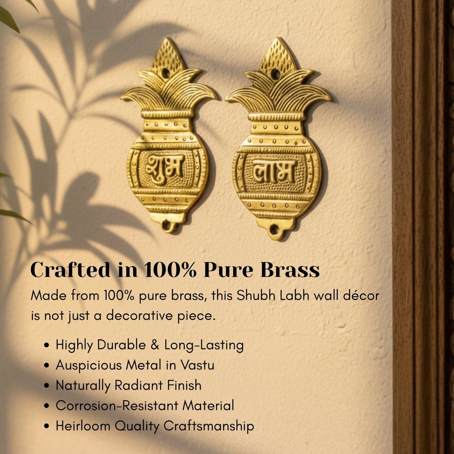 Shubh Labh Kalash Door Hangings (Pair) are Handcrafted in Pure Brass (Pital) with an Elegant Antique - Gold Finish. - plusvalueindia