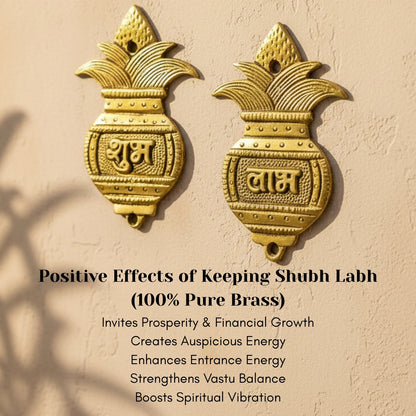 Shubh Labh Kalash Door Hangings (Pair) are Handcrafted in Pure Brass (Pital) with an Elegant Antique - Gold Finish. - plusvalueindia