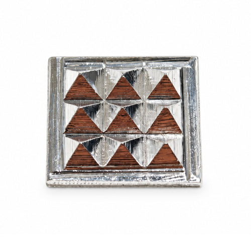 Set of miniature silver plated pyramid chips designed for Vastu dosha correction and energy amplification