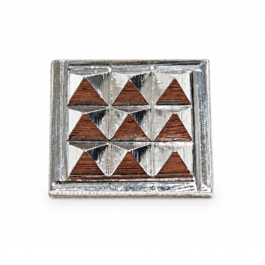 Set of miniature silver plated pyramid chips designed for Vastu dosha correction and energy amplification