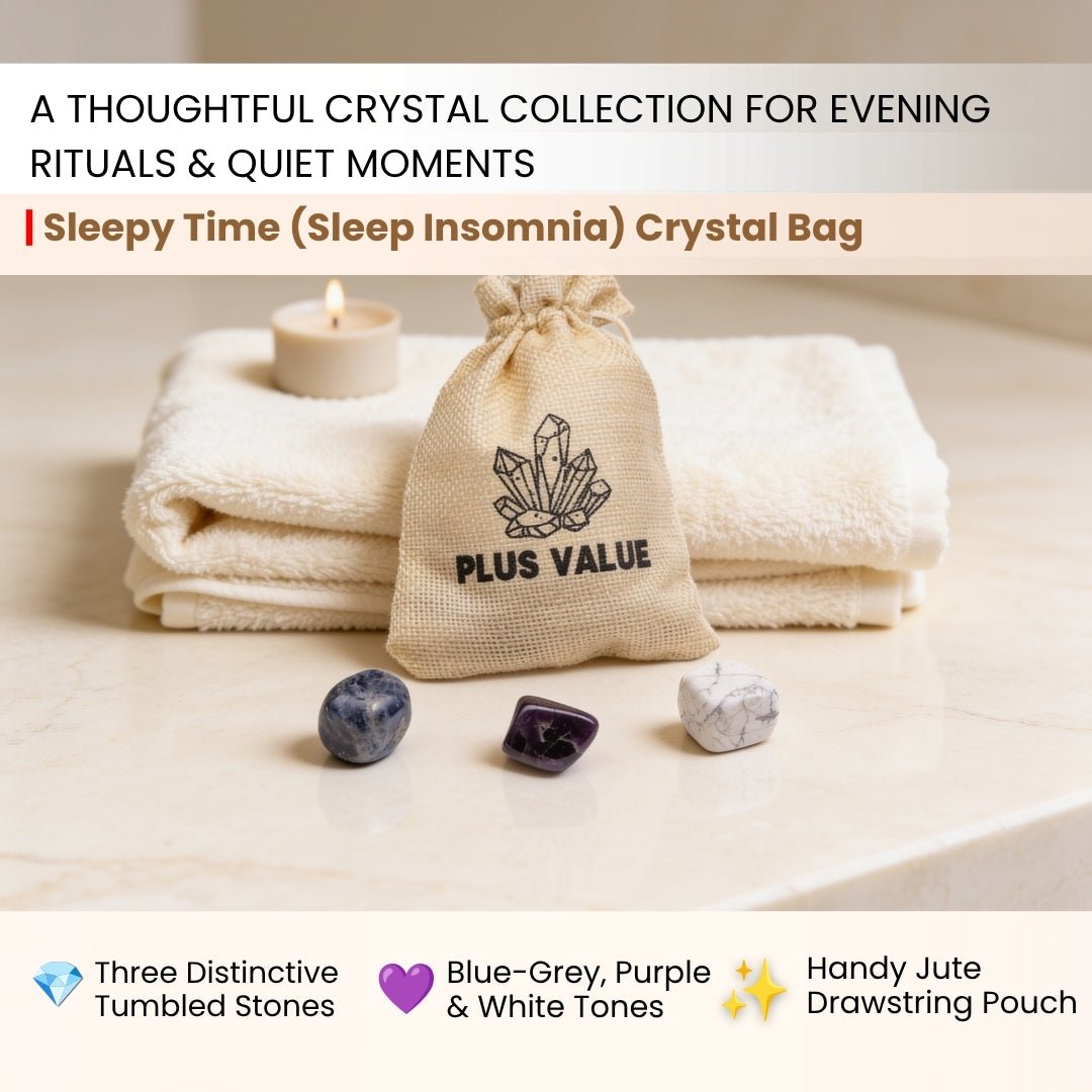 Close-up of smooth polished sleep crystals including Amethyst, Lepidolite, Howlite, and Clear Quartz