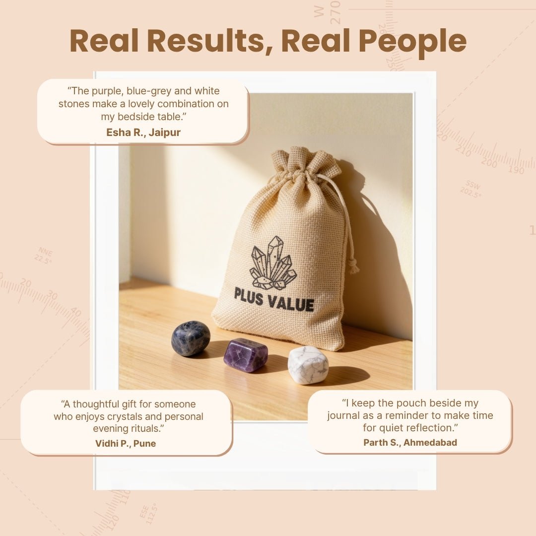 Sleepy Time insomnia pocket crystal kit displayed beside printed nighttime routine affirmation card in gift packaging