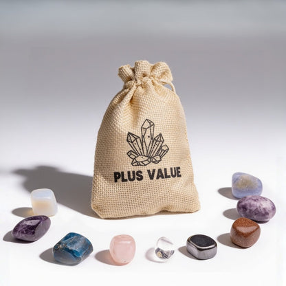 smoking addiction crystal set with nine assorted stones and jute bag