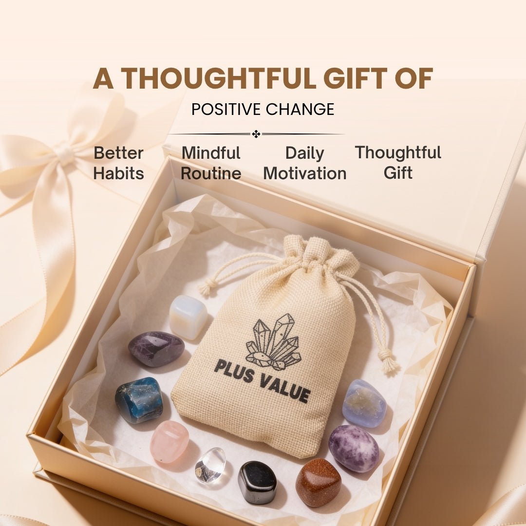 smoking addiction crystal set carried in its compact jute bag