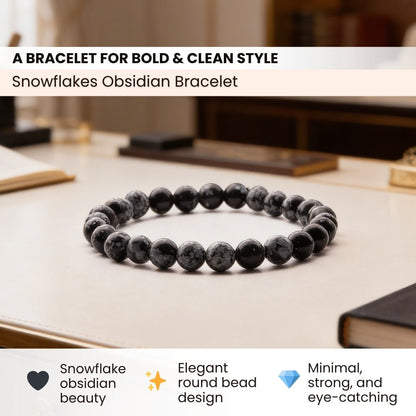 Snowflakes Obsidian Bracelet - Stone of Purity - plusvalueindia
