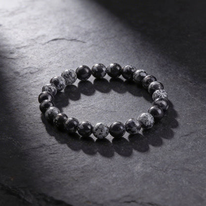 Snowflakes Obsidian Bracelet - Stone of Purity - plusvalueindia