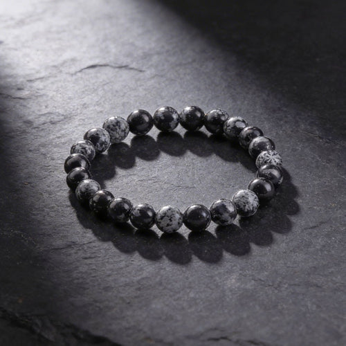 Snowflakes Obsidian Bracelet - Stone of Purity - plusvalueindia