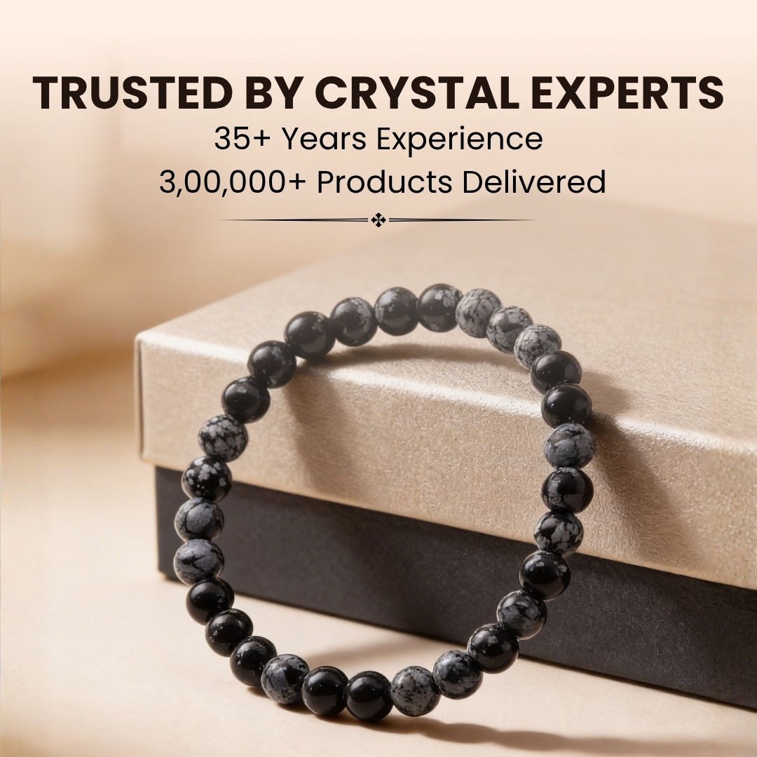 Snowflakes Obsidian Bracelet - Stone of Purity - plusvalueindia