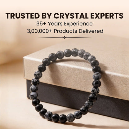 Snowflakes Obsidian Bracelet - Stone of Purity - plusvalueindia