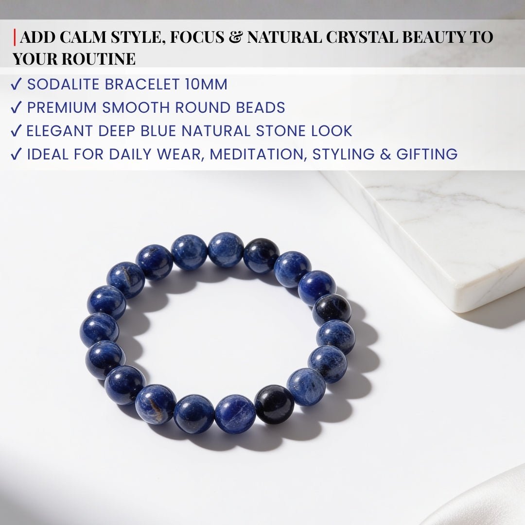 Sodalite Bracelet For Protection From Electro Stress, Over Emotional - plusvalueindia