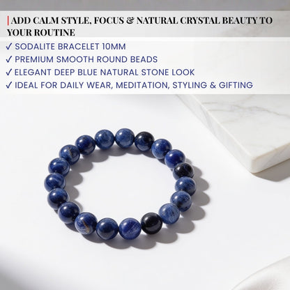 Sodalite Bracelet For Protection From Electro Stress, Over Emotional - plusvalueindia