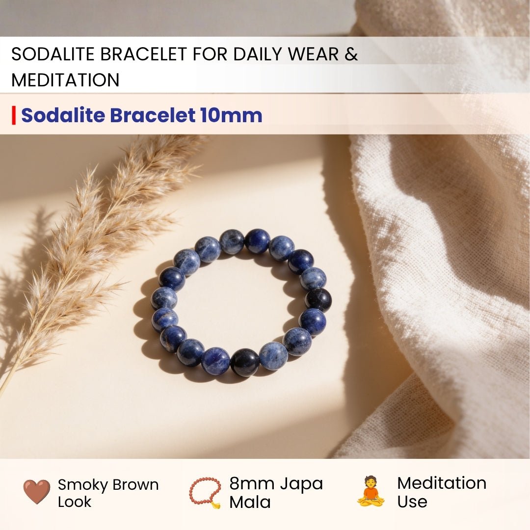 Sodalite Bracelet For Protection From Electro Stress, Over Emotional - plusvalueindia