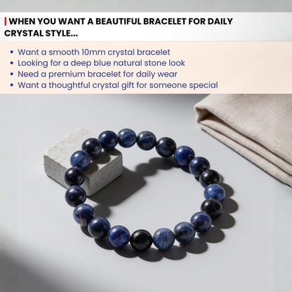 Sodalite Bracelet For Protection From Electro Stress, Over Emotional - plusvalueindia