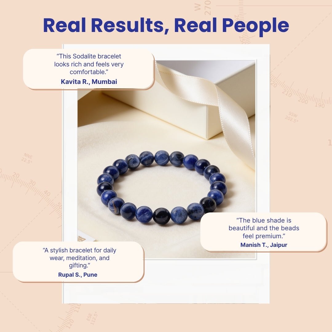 Sodalite Bracelet For Protection From Electro Stress, Over Emotional - plusvalueindia