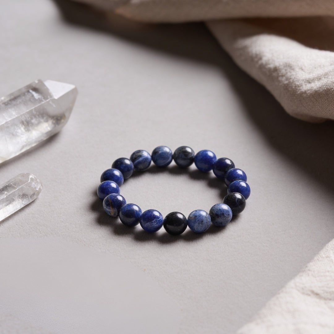 Sodalite Bracelet For Protection From Electro Stress, Over Emotional - plusvalueindia