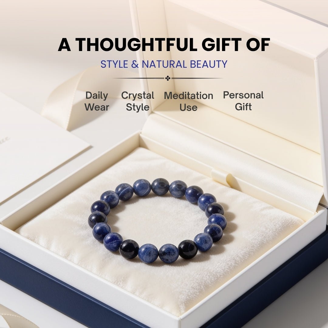 Sodalite Bracelet For Protection From Electro Stress, Over Emotional - plusvalueindia