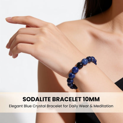 Sodalite Bracelet For Protection From Electro Stress, Over Emotional - plusvalueindia