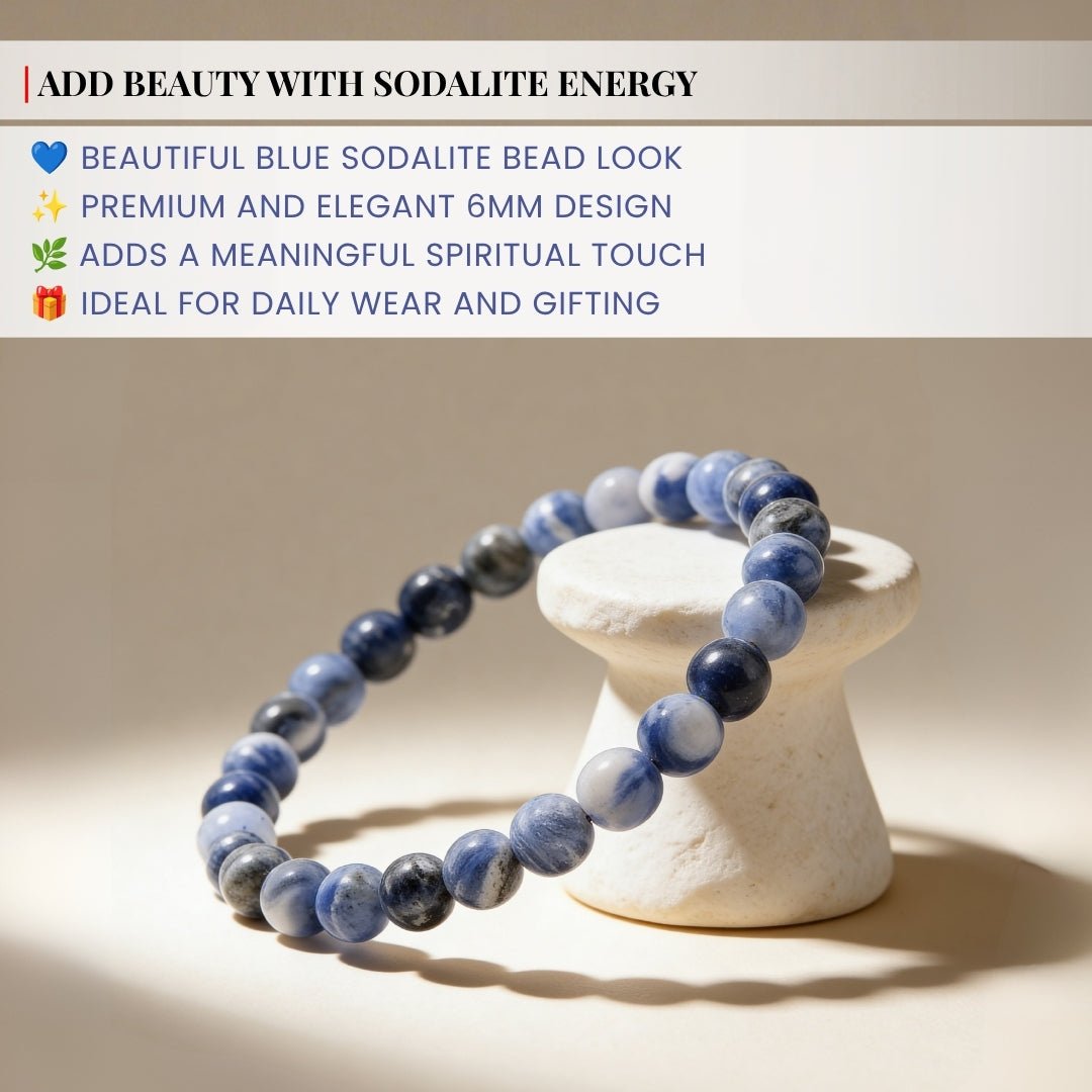 Sodalite Bracelet For Protection From Electro Stress, Over Emotional - plusvalueindia